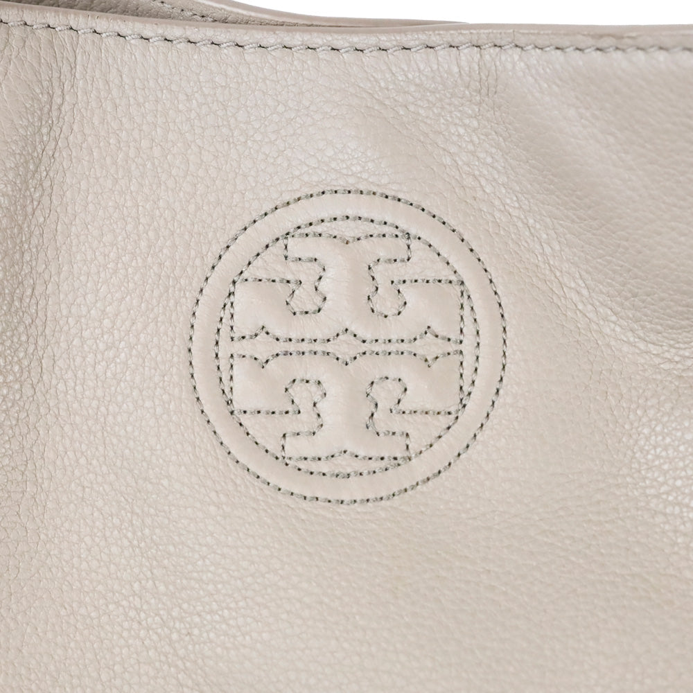 Tory Burch French Gray Whipstich Marion Chain Slouchy Tote