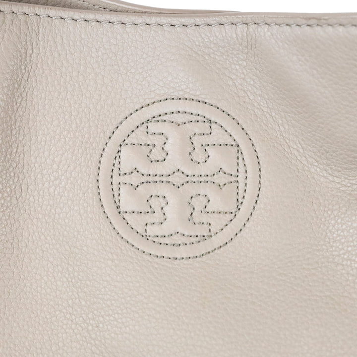 Tory Burch French Gray Whipstich Marion Chain Slouchy Tote