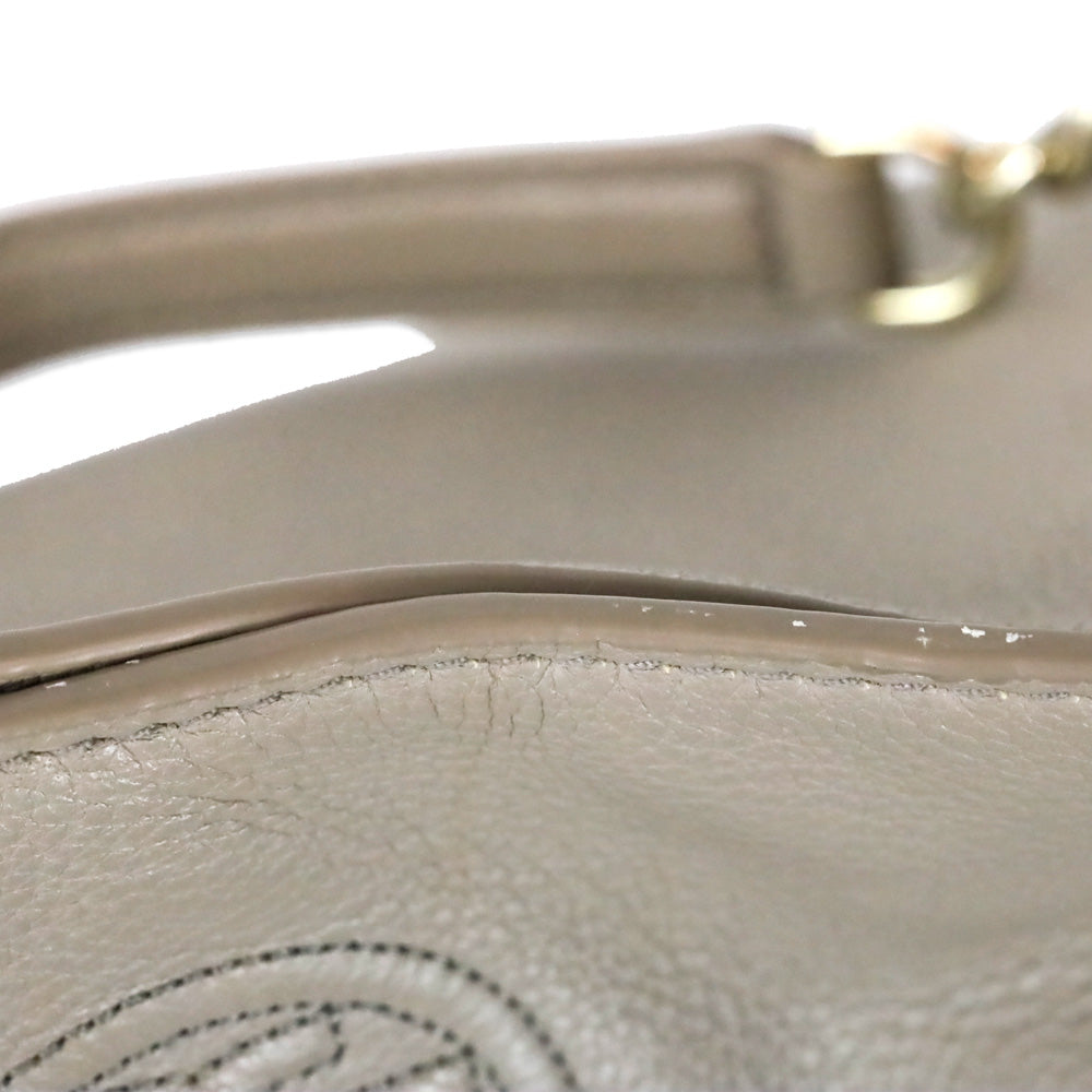 Tory Burch French Gray Whipstich Marion Chain Slouchy Tote
