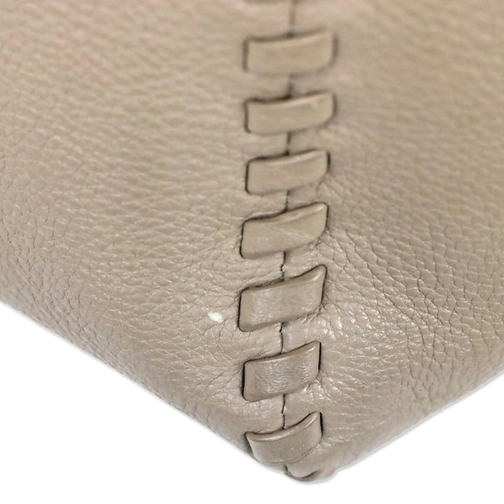 Tory Burch French Gray Whipstich Marion Chain Slouchy Tote