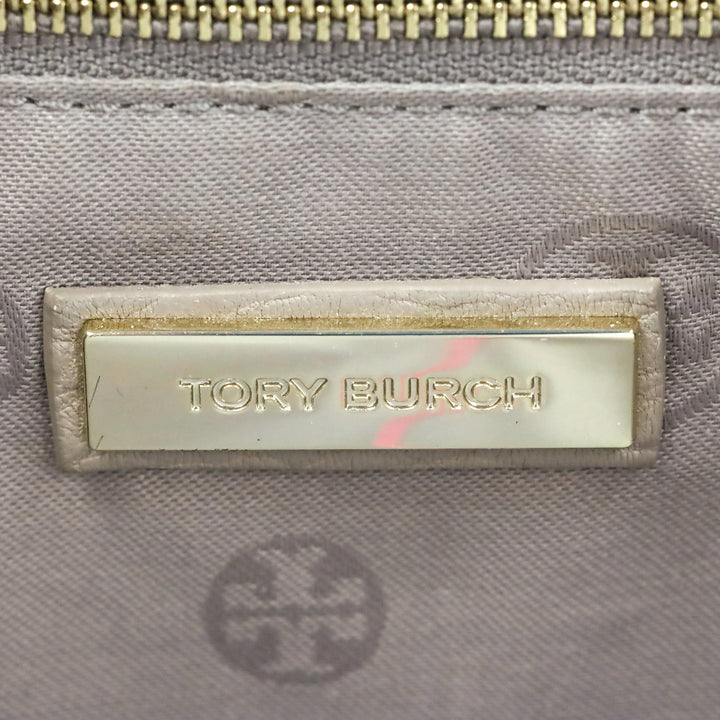 Tory Burch French Gray Whipstich Marion Chain Slouchy Tote