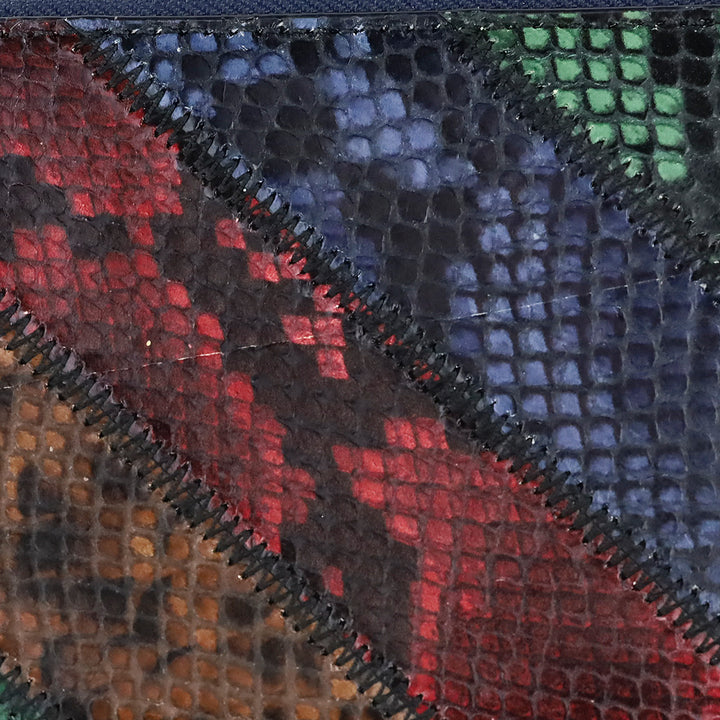 Tory Burch Gemini Link Multicolor SnakeSkin Embossed Leather Zip Continental Wallet