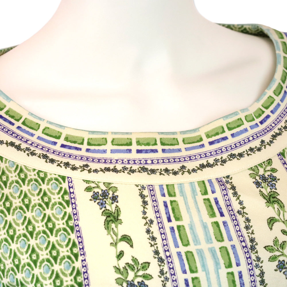 Tory Burch Green Botanical Print Sleeveless Midi Dress