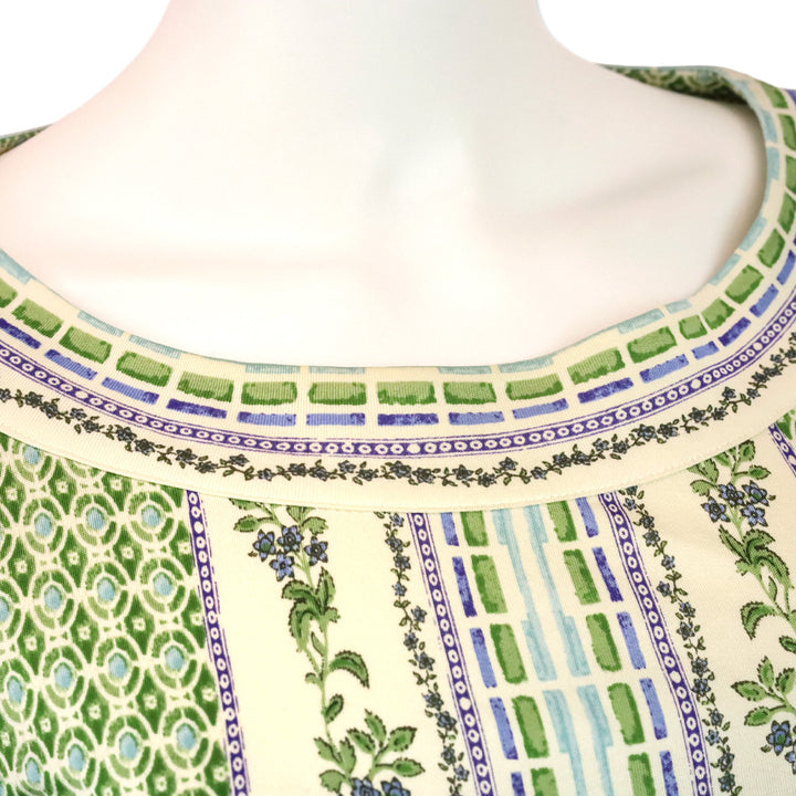Tory Burch Green Botanical Print Sleeveless Midi Dress