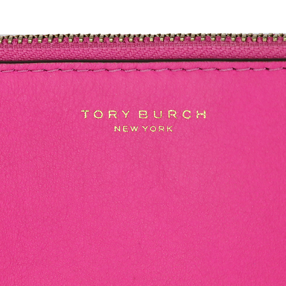 Tory Burch Hot Pink Leather Block T Medium Pouch