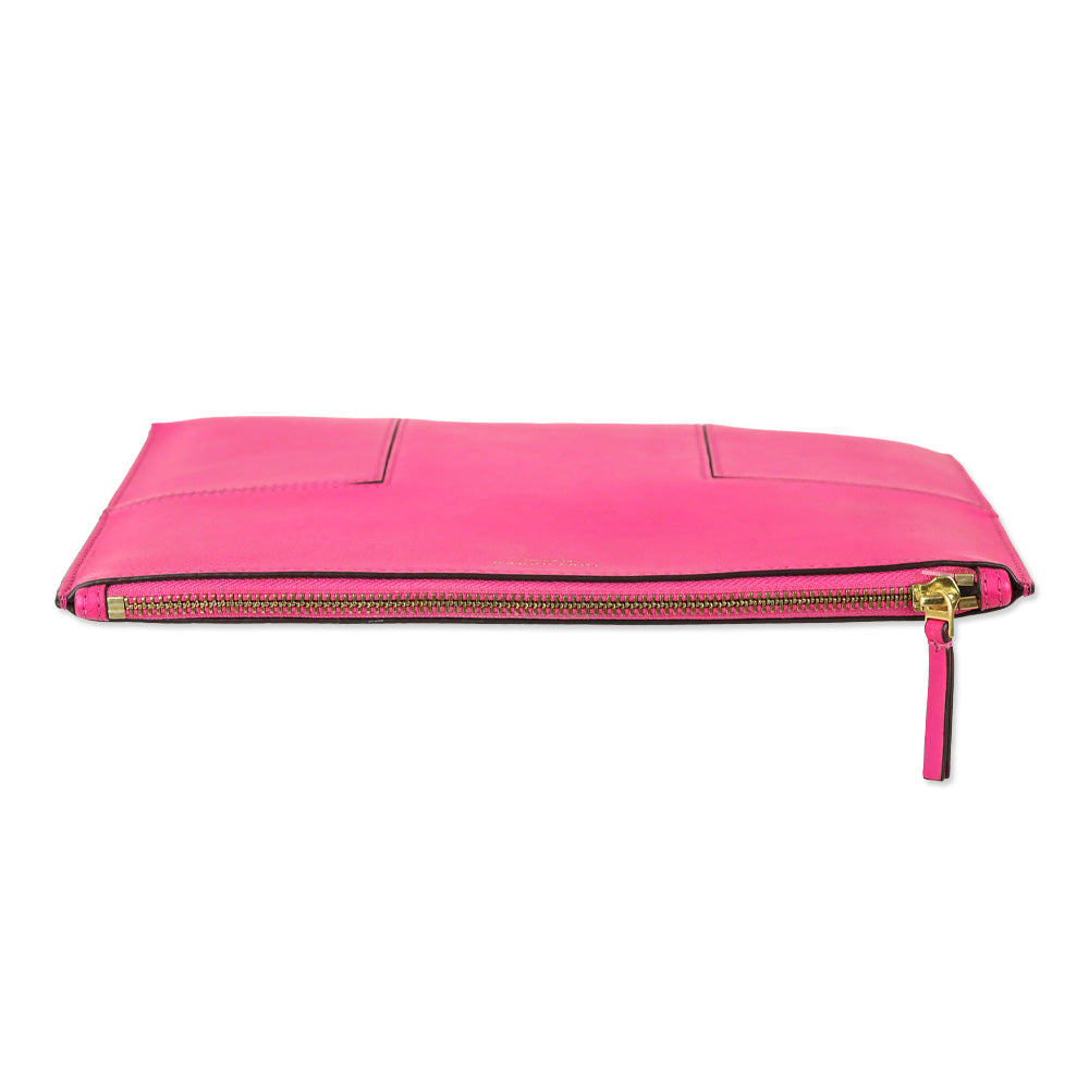 Tory Burch Hot Pink Leather Block T Medium Pouch
