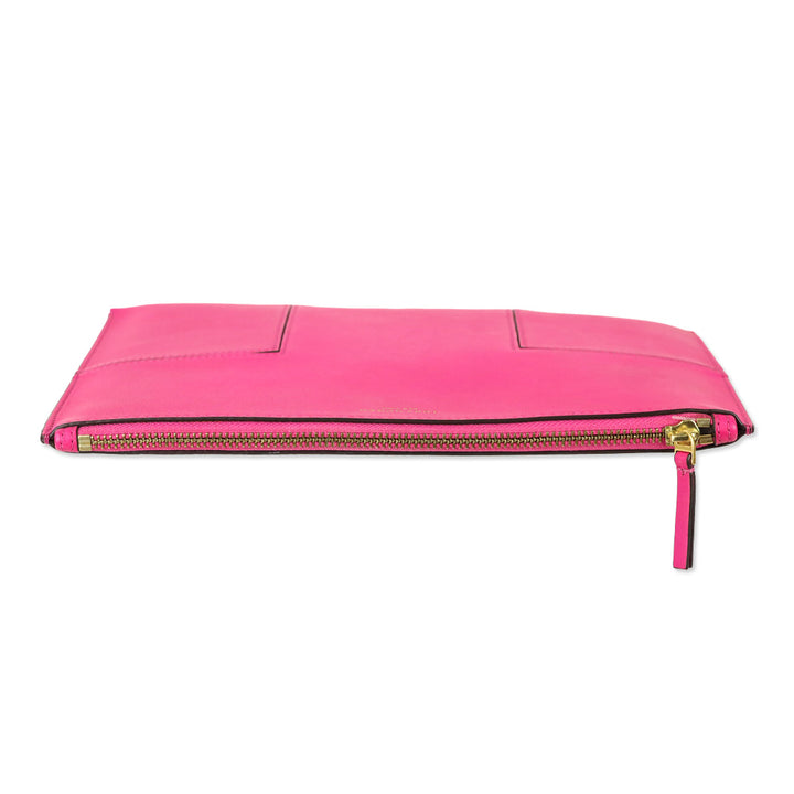 Tory Burch Hot Pink Leather Block T Medium Pouch