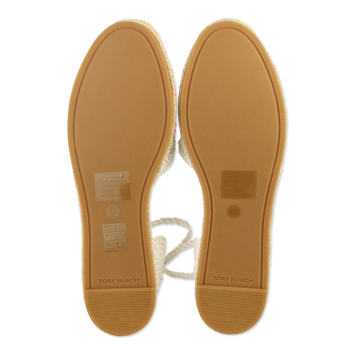 Tory Burch Ivory Eleanor Woven Leather D'orsay Espadrille Flats