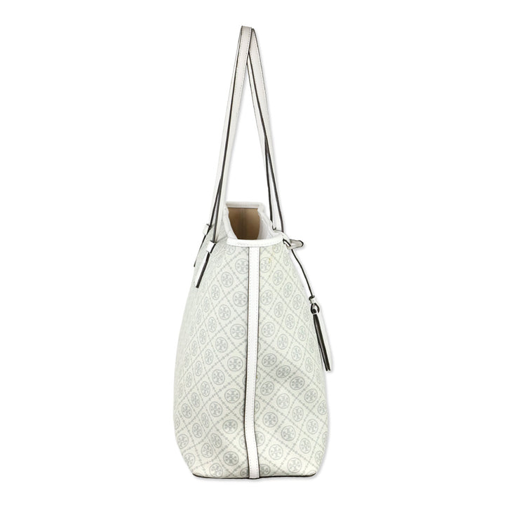 Tory Burch Ivory T Monogram Coated Canvas Tote