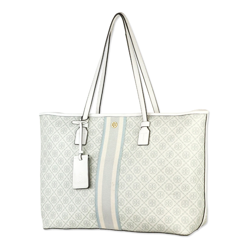 Tory Burch Ivory T Monogram Coated Canvas Tote