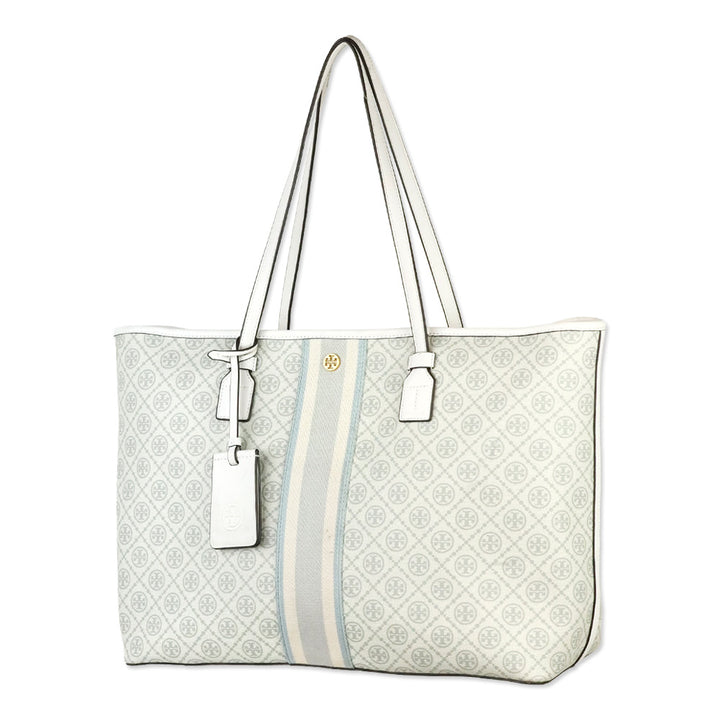 Tory Burch Ivory T Monogram Coated Canvas Tote