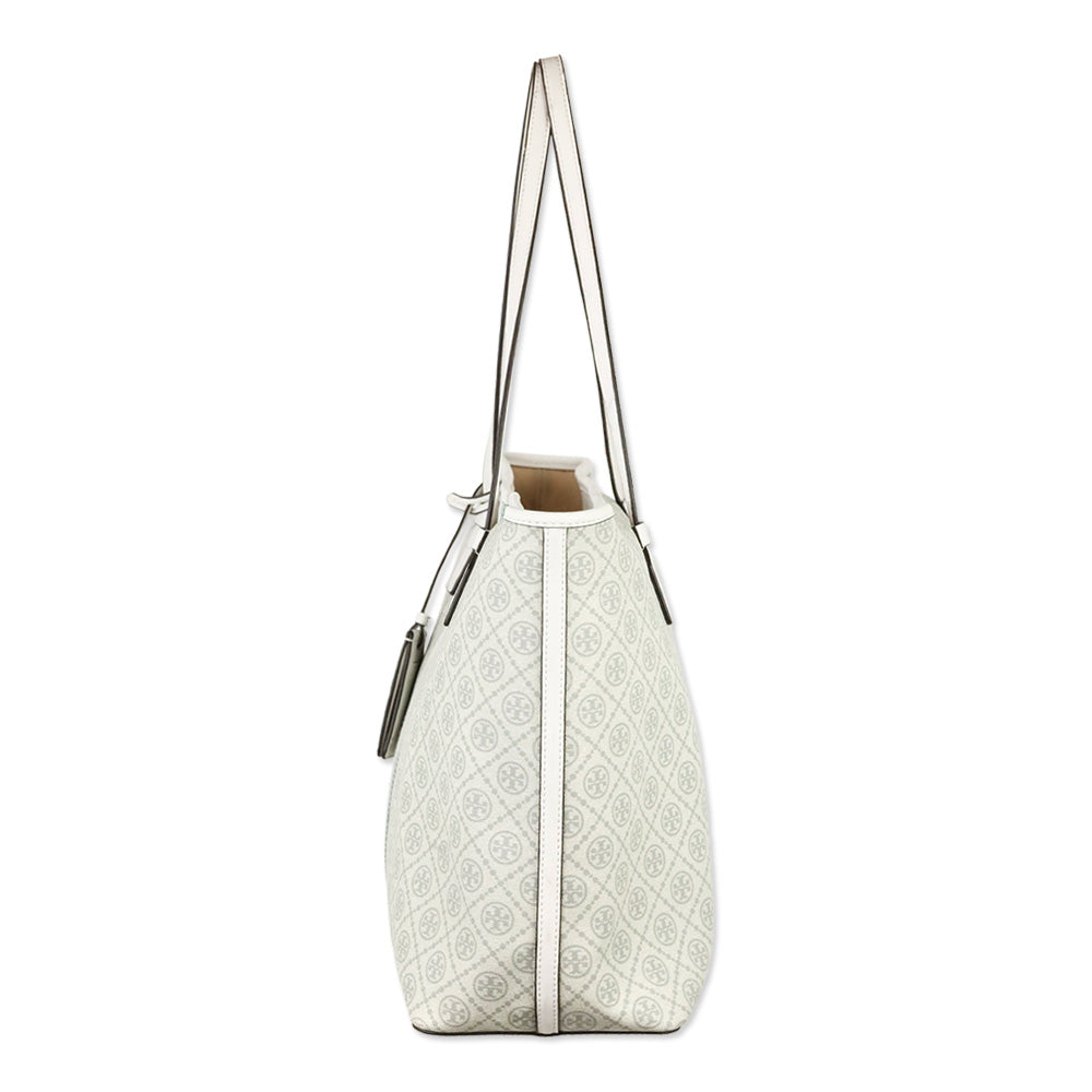 Tory Burch Ivory T Monogram Coated Canvas Tote