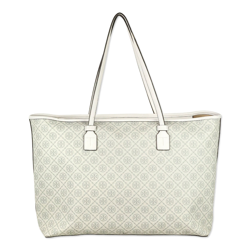 Tory Burch Ivory T Monogram Coated Canvas Tote