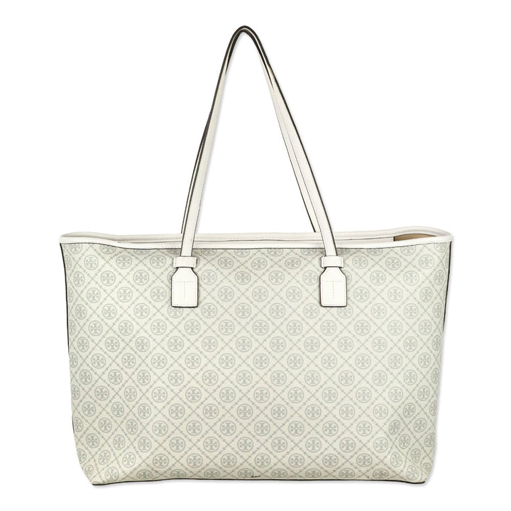 Tory Burch Ivory T Monogram Coated Canvas Tote