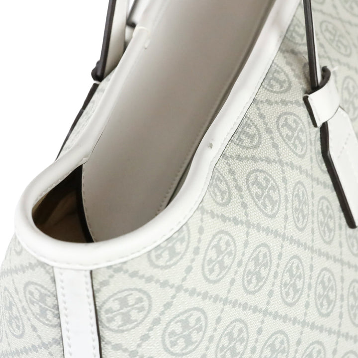 Tory Burch Ivory T Monogram Coated Canvas Tote