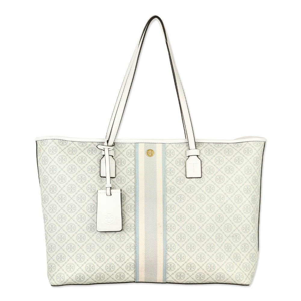 Tory Burch Ivory T Monogram Coated Canvas Tote