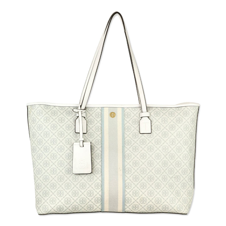 Tory Burch Ivory T Monogram Coated Canvas Tote