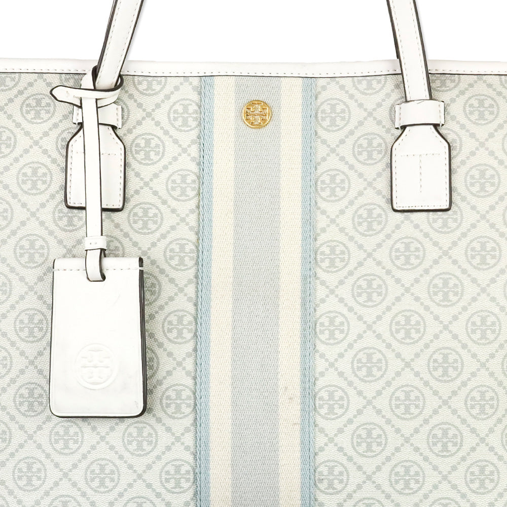 Tory Burch Ivory T Monogram Coated Canvas Tote