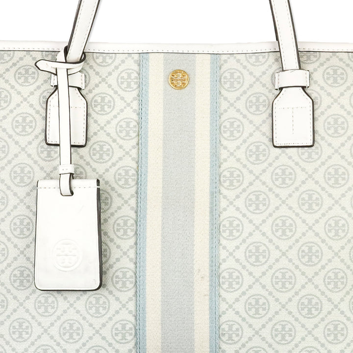Tory Burch Ivory T Monogram Coated Canvas Tote