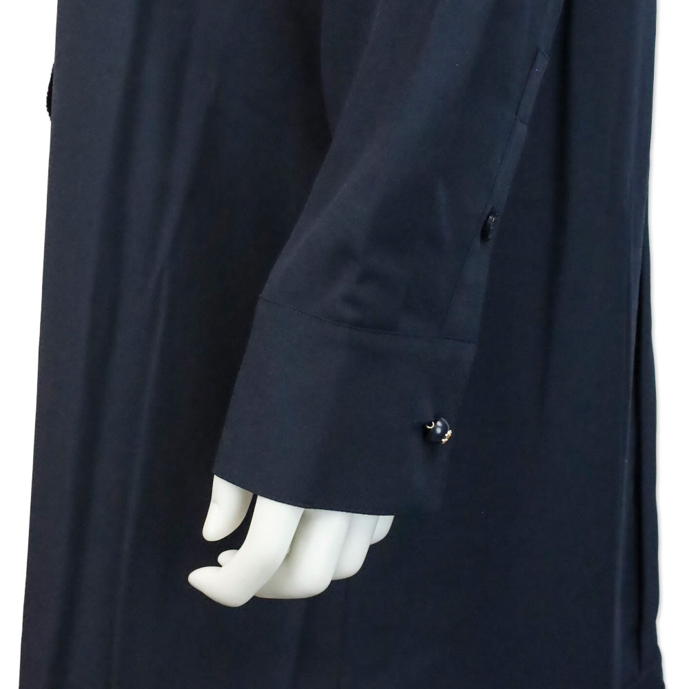 Tory Burch Jane Navy Blue Crepe de Chine Ruffle Shirtdress
