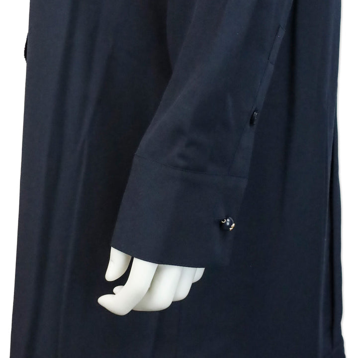 Tory Burch Jane Navy Blue Crepe de Chine Ruffle Shirtdress