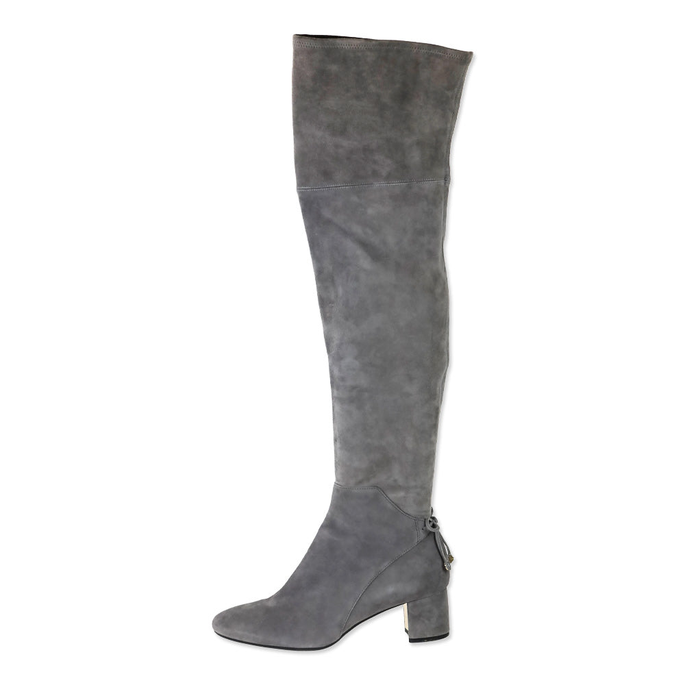 Tory Burch Laila Grey Suede Over-The-Knee Boots