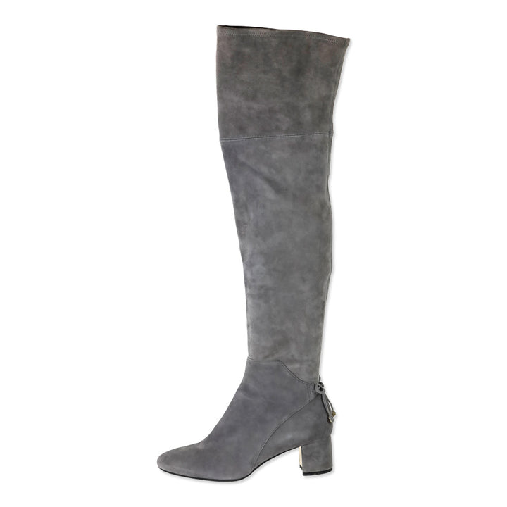 Tory Burch Laila Grey Suede Over-The-Knee Boots
