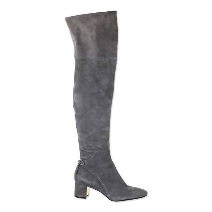 Tory Burch Laila Grey Suede Over-The-Knee Boots