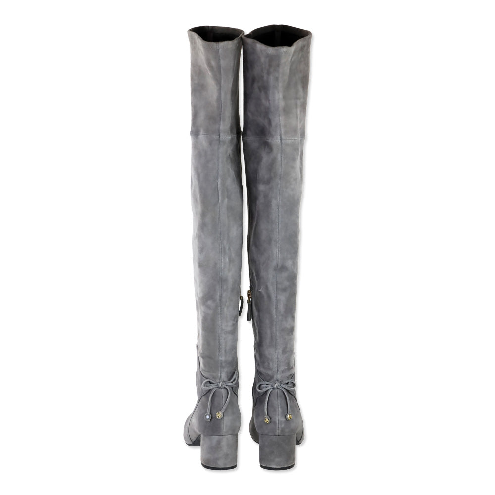 Tory Burch Laila Grey Suede Over-The-Knee Boots