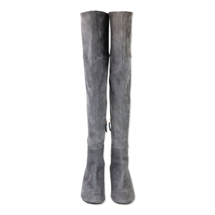 Tory Burch Laila Grey Suede Over-The-Knee Boots