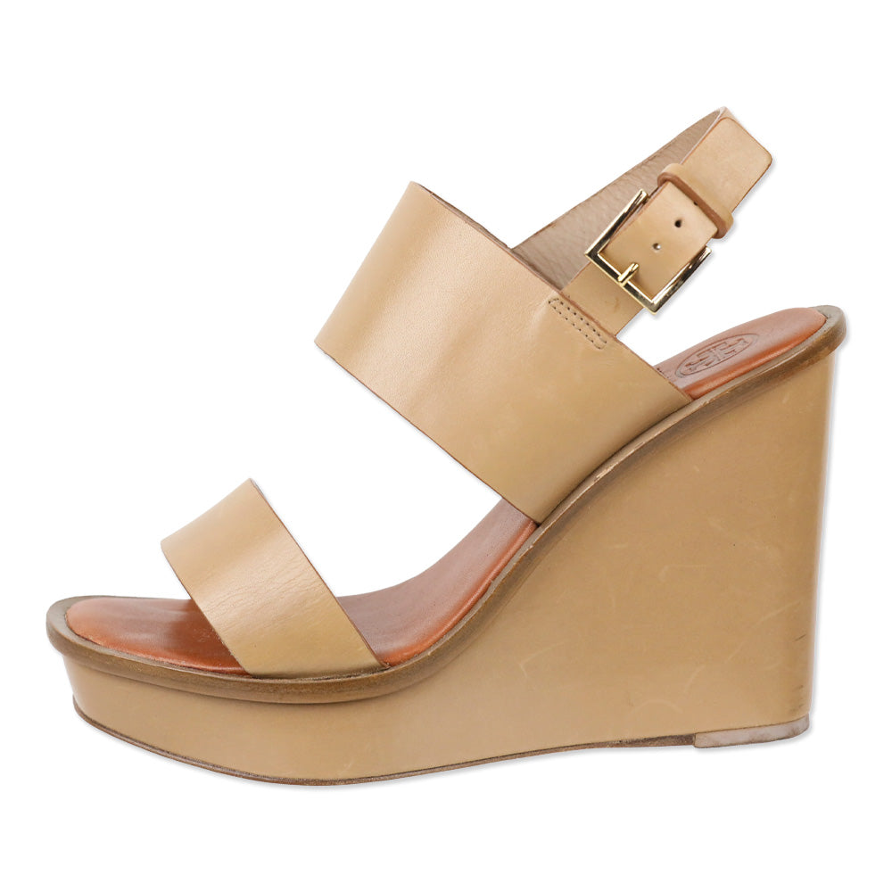 Tory Burch Lexington 110mm Natural Blush Vegan Leather Wedge Sandal
