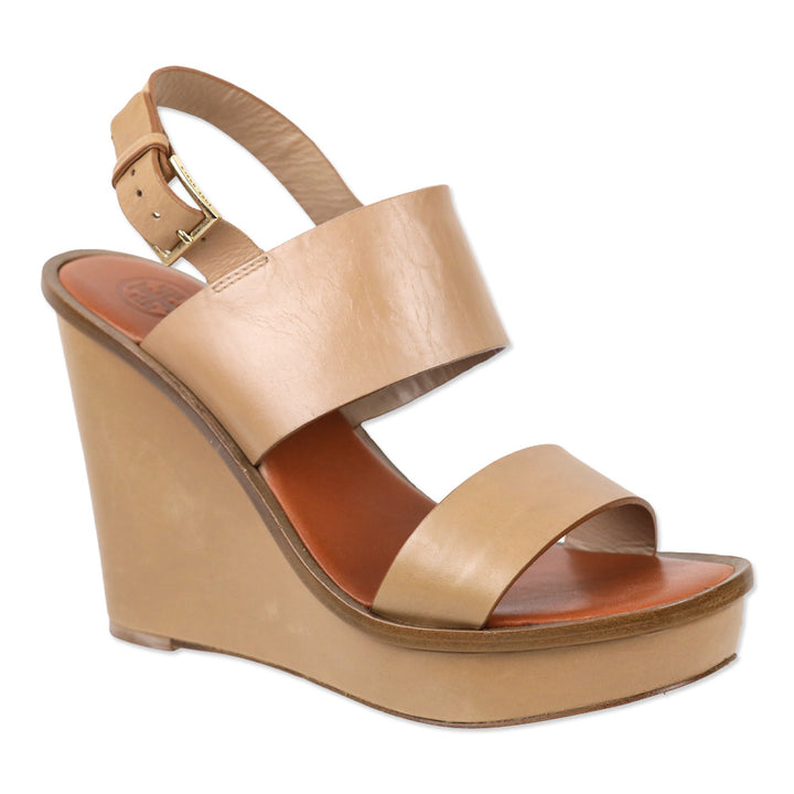 Tory Burch Lexington 110mm Natural Blush Vegan Leather Wedge Sandal
