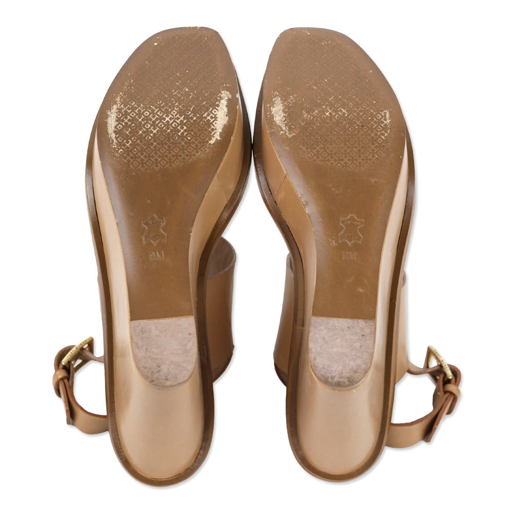 Tory Burch Lexington 110mm Natural Blush Vegan Leather Wedge Sandal