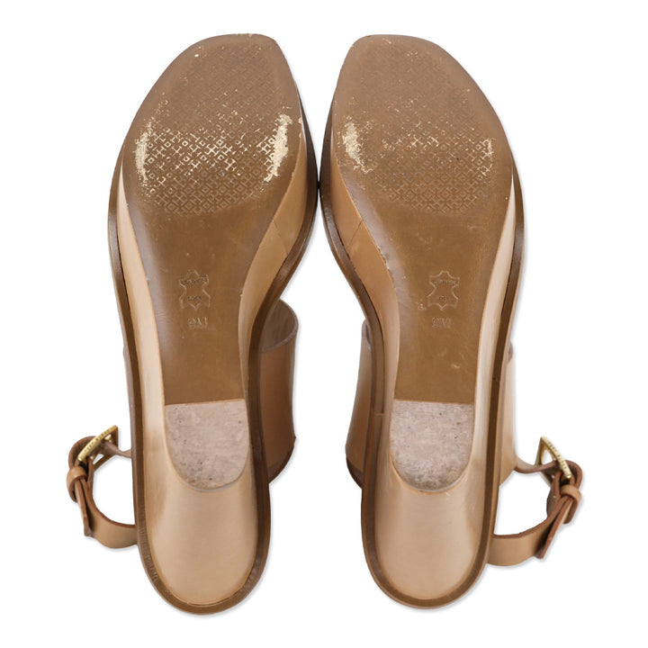 Tory Burch Lexington 110mm Natural Blush Vegan Leather Wedge Sandal