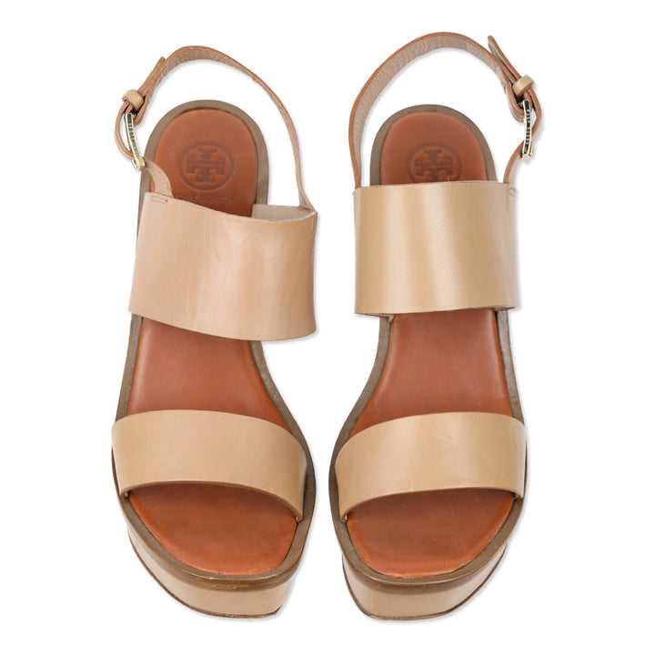 Tory Burch Lexington 110mm Natural Blush Vegan Leather Wedge Sandal
