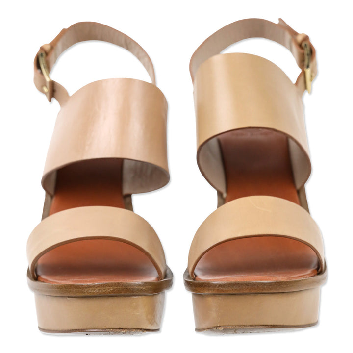 Tory Burch Lexington 110mm Natural Blush Vegan Leather Wedge Sandal
