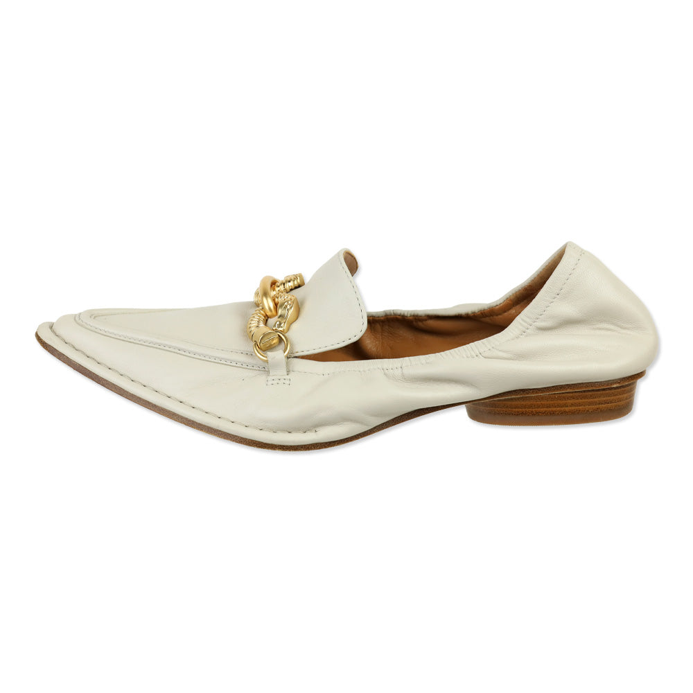 Tory Burch Light Cream Leather Deconstructed Jessa Loafer