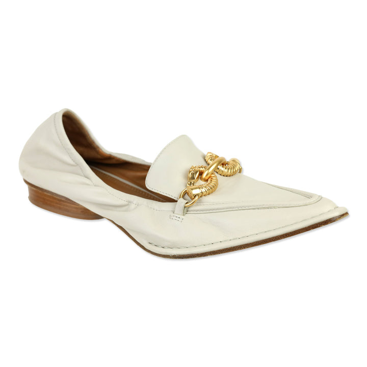 Tory Burch Light Cream Leather Deconstructed Jessa Loafer