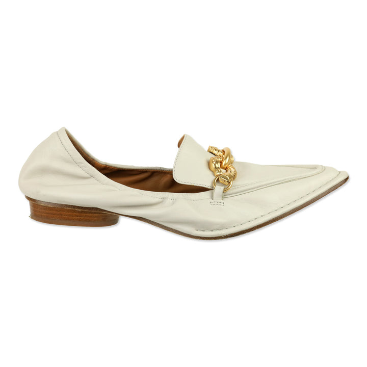 Tory Burch Light Cream Leather Deconstructed Jessa Loafer