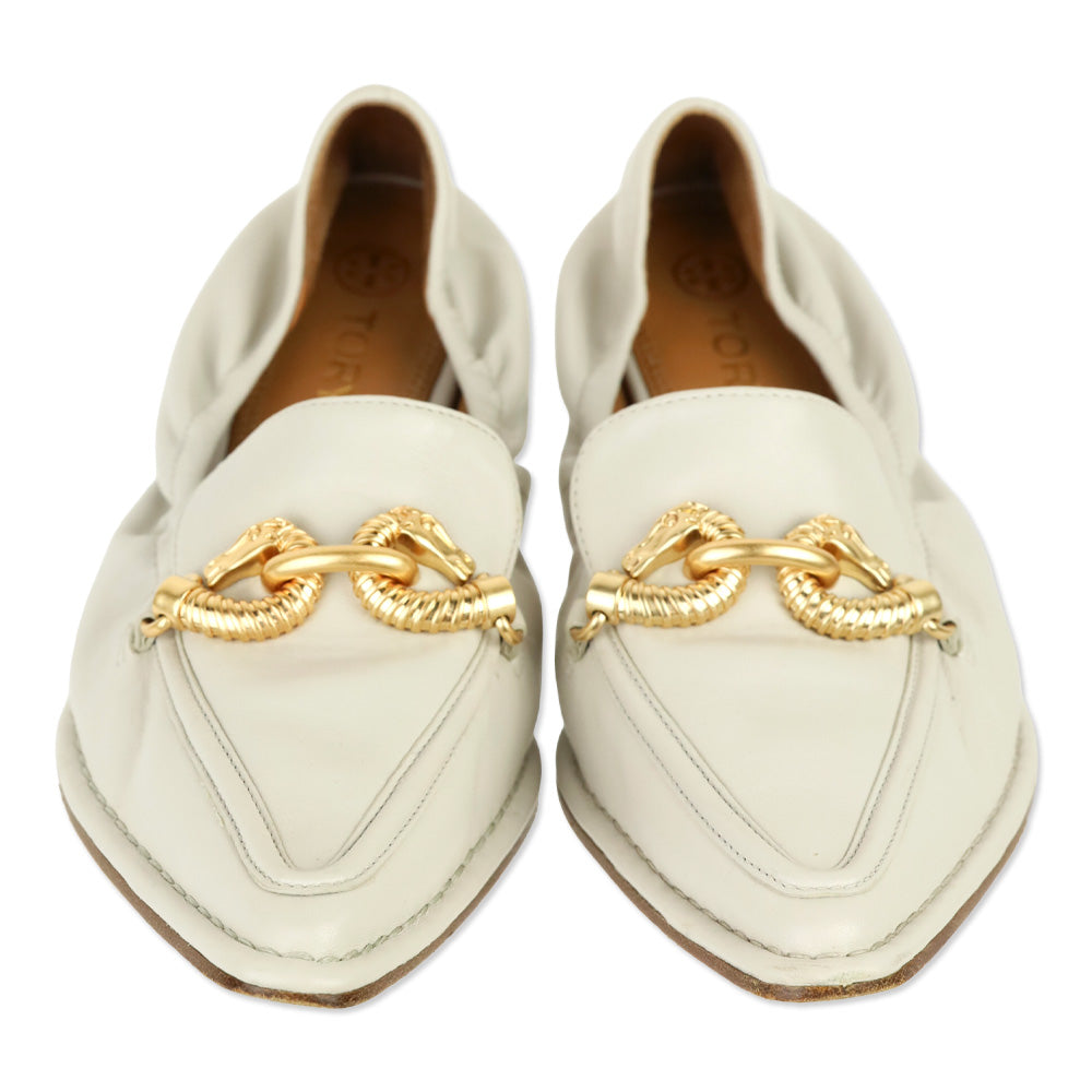 Tory Burch Light Cream Leather Deconstructed Jessa Loafer