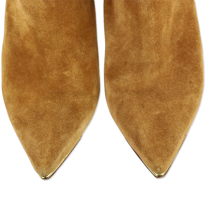 Tory Burch Lila Camel Suede Suede Bow Scrunch Booties