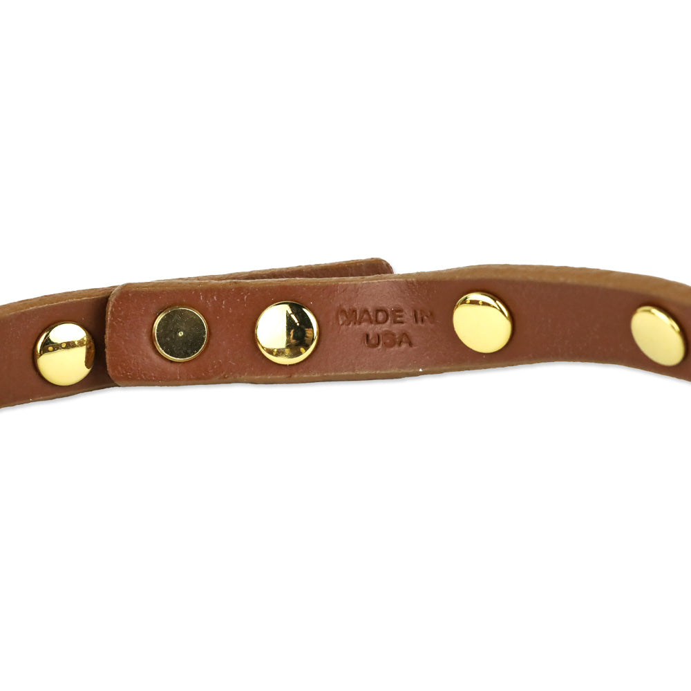 Tory Burch Logo Studded Brown Leather Choker