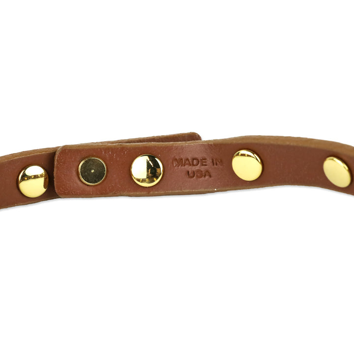 Tory Burch Logo Studded Brown Leather Choker