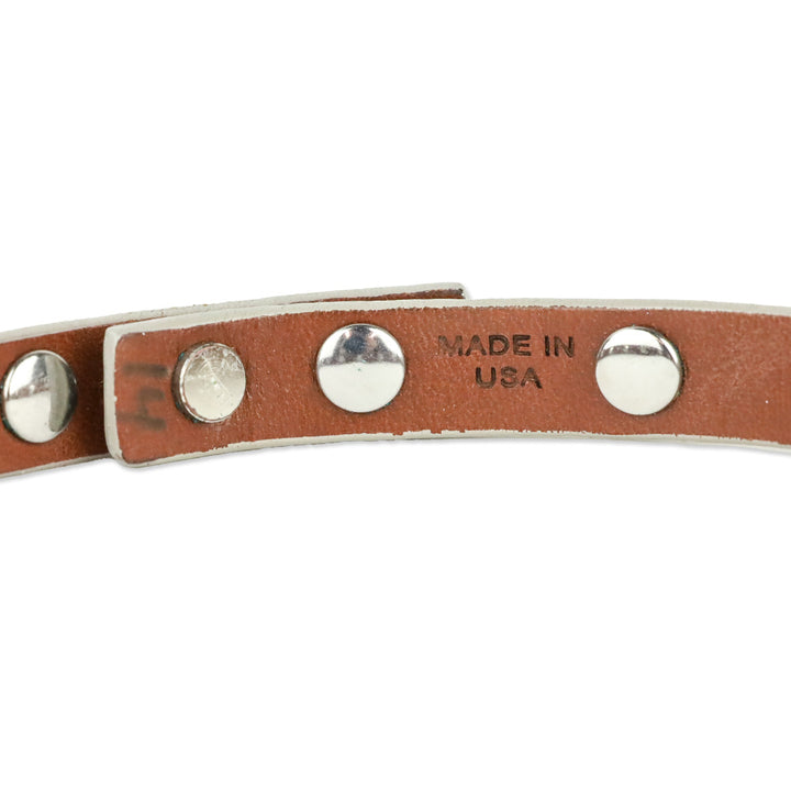 Tory Burch Logo Studded Metallic Silver Leather Choker