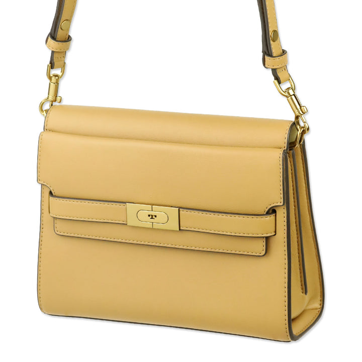 Tory Burch Macadamia Calf Leather Small Lee Radziwill Shoulder Bag