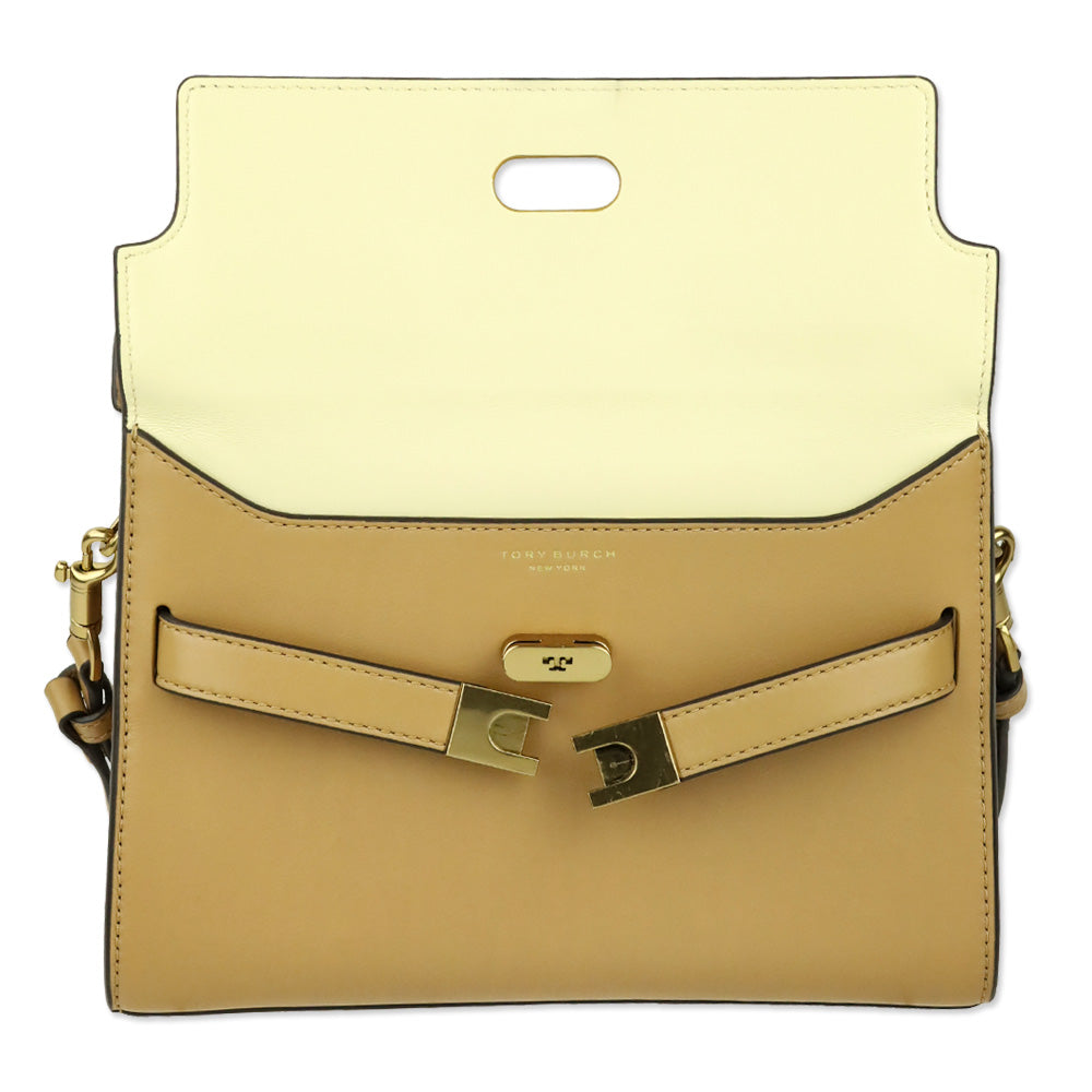 Tory Burch Macadamia Calf Leather Small Lee Radziwill Shoulder Bag