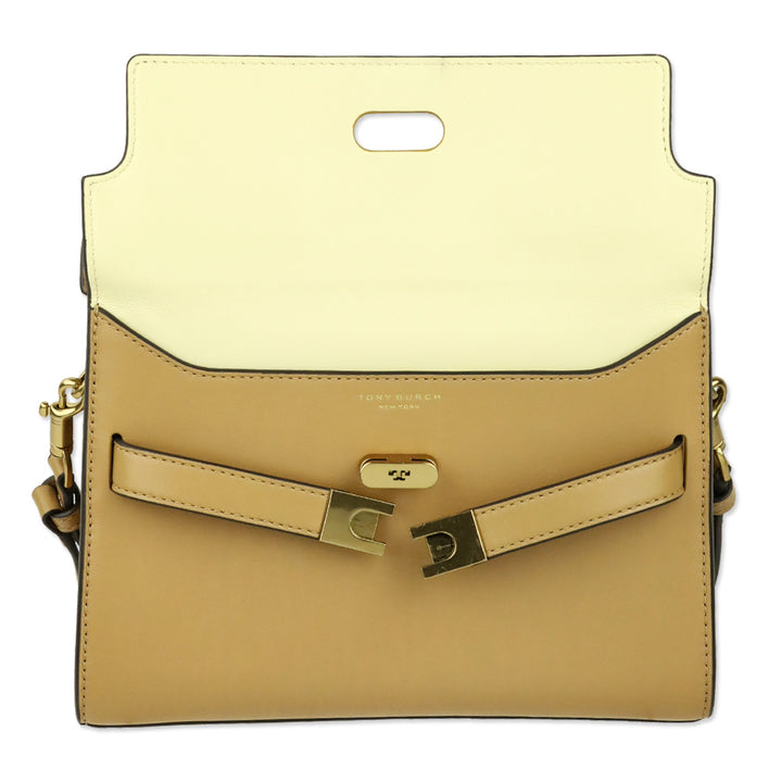 Tory Burch Macadamia Calf Leather Small Lee Radziwill Shoulder Bag