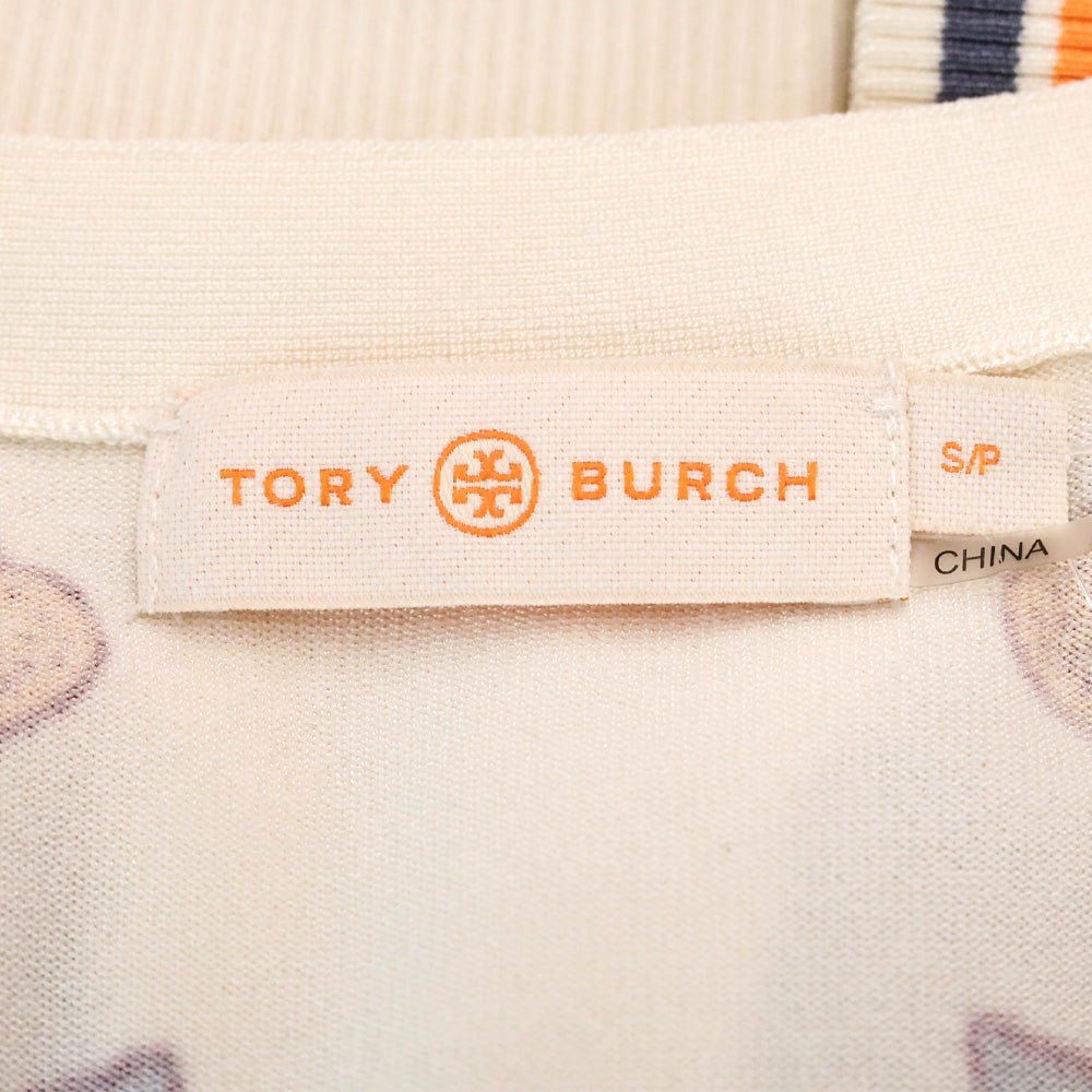Tory Burch Madeline Orange Wonderland Vine Button Front Cardigan Sweater