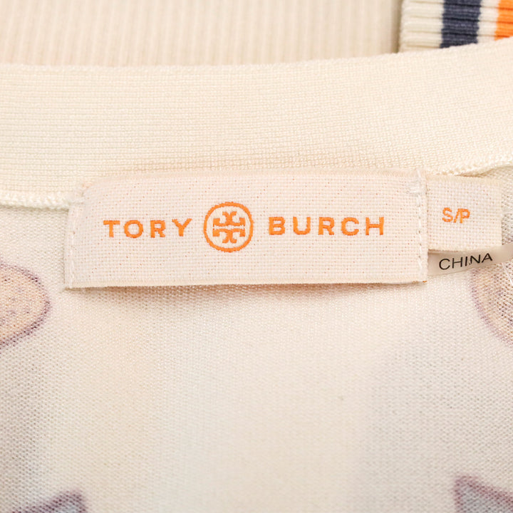 Tory Burch Madeline Orange Wonderland Vine Button Front Cardigan Sweater