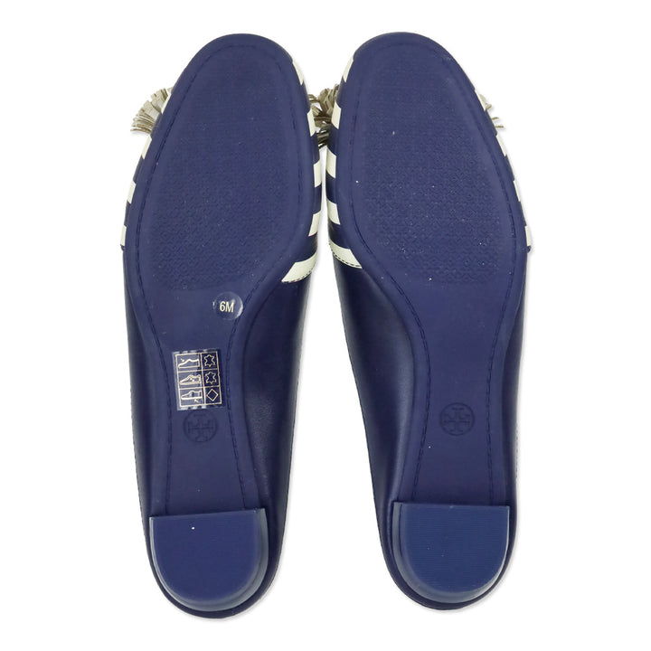 Tory Burch Maritime Tassel Leather Mule Slides